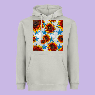 Patriotic Sunflowers And Stars Heavyweight Hoodie Designed By Bundleandbundleshop