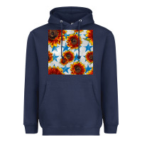 Navy patriotic sunflowers and stars Heavyweight Hoodie - BundleAndBundleShop