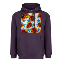 Plum patriotic sunflowers and stars Heavyweight Hoodie - BundleAndBundleShop