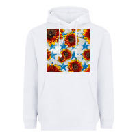 White patriotic sunflowers and stars Heavyweight Hoodie - BundleAndBundleShop
