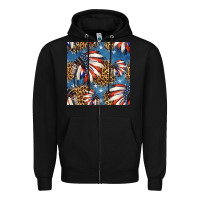 Black 4th of july indian headdress seamless pattern Zipper Hoodie - HRA Design Shop