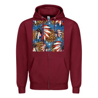 Burgundy 4th of july indian headdress seamless pattern Zipper Hoodie - HRA Design Shop