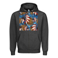 Charcoal Heather 4th of july indian headdress seamless pattern Zipper Hoodie - HRA Design Shop