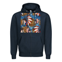 Navy 4th of july indian headdress seamless pattern Zipper Hoodie - HRA Design Shop