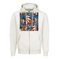 Oatmeal Heather 4th of july indian headdress seamless pattern Zipper Hoodie - HRA Design Shop