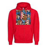 Red 4th of july indian headdress seamless pattern Zipper Hoodie - HRA Design Shop