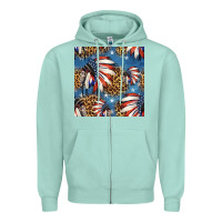 Seafoam 4th of july indian headdress seamless pattern Zipper Hoodie - HRA Design Shop