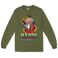 Army Green happy thanksgiving turkey Long Sleeve Tee - RanaPortraitStore