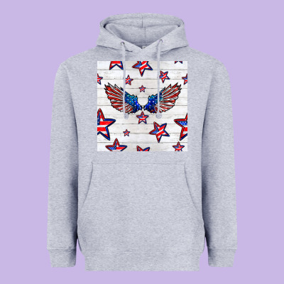 Patriotic Eagle Wing Heavyweight Hoodie Designed By Bundleandbundleshop