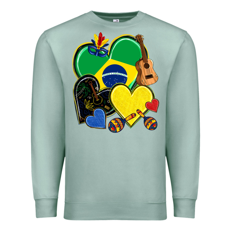 Brazil Hearts Premium Sweatshirt by NancyCooperArtShop | Teevron