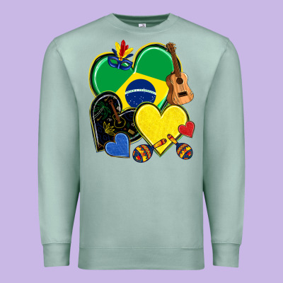 Brazil Hearts Premium Sweatshirt Designed By Nancycooperartshop
