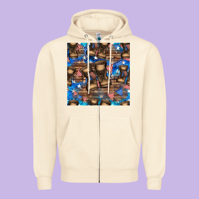 4th Of Juky Veteran Boots Seamless Pattern Zipper Hoodie Designed By Hra Design Shop