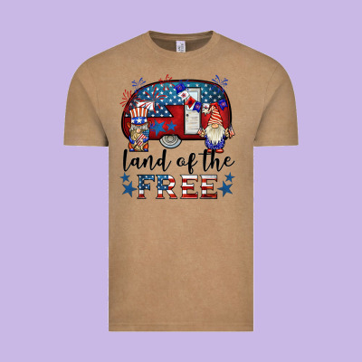 Land Of The Free Caravan Gnomies Vintage Tee Designed By Barkaloodesign