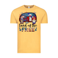 Vintage Mustard land of the free caravan gnomies Vintage Tee - BarkalooDesign