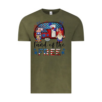 Vintage Olive land of the free caravan gnomies Vintage Tee - BarkalooDesign