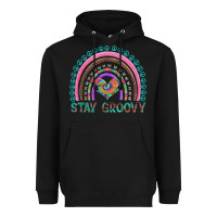 Black stay groovy with rainbow and heart Heavyweight Hoodie - Artiststas