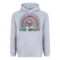 Heather Grey stay groovy with rainbow and heart Heavyweight Hoodie - Artiststas