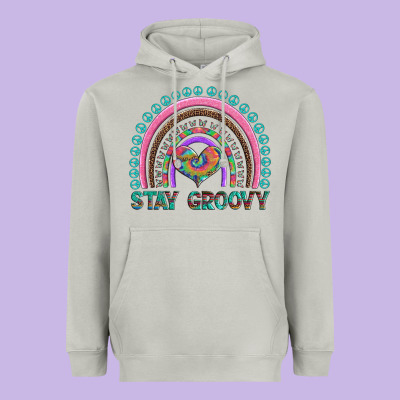 Stay Groovy With Rainbow And Heart Heavyweight Hoodie Designed By Artiststas