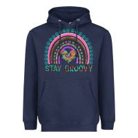 Navy stay groovy with rainbow and heart Heavyweight Hoodie - Artiststas