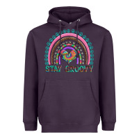 Plum stay groovy with rainbow and heart Heavyweight Hoodie - Artiststas