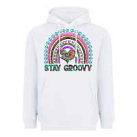 White stay groovy with rainbow and heart Heavyweight Hoodie - Artiststas