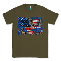 Army Green Leopard glitter American flag 4th of july Classic Tee - CowGirlArtShop
