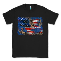 Black Leopard glitter American flag 4th of july Classic Tee - CowGirlArtShop