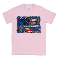 Bubblegum Pink Leopard glitter American flag 4th of july Classic Tee - CowGirlArtShop