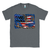 Charcoal Heather Leopard glitter American flag 4th of july Classic Tee - CowGirlArtShop