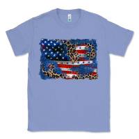 Colony Blue Leopard glitter American flag 4th of july Classic Tee - CowGirlArtShop