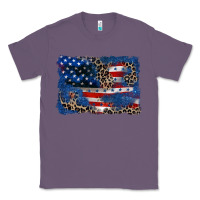 Lavender Leopard glitter American flag 4th of july Classic Tee - CowGirlArtShop