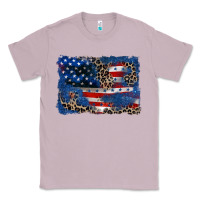 Lilac Leopard glitter American flag 4th of july Classic Tee - CowGirlArtShop