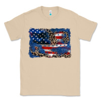 Leopard Glitter American Flag 4th Of July Classic Tee | Teevron