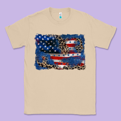 Leopard Glitter American Flag 4th Of July Classic Tee Designed By Cowgirlartshop