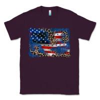 Plum Leopard glitter American flag 4th of july Classic Tee - CowGirlArtShop