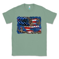 Sage Leopard glitter American flag 4th of july Classic Tee - CowGirlArtShop