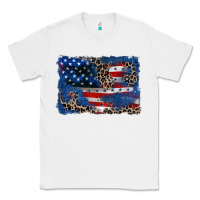 White Leopard glitter American flag 4th of july Classic Tee - CowGirlArtShop