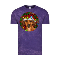 Cloud Purple Christmas Dachshund Vintage Tee - RanaPortraitStore