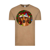 Vintage Coffee Christmas Dachshund Vintage Tee - RanaPortraitStore