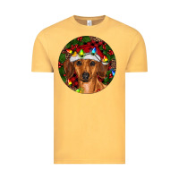 Vintage Mustard Christmas Dachshund Vintage Tee - RanaPortraitStore