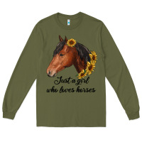 Army Green just a girl who loves horses Long Sleeve Tee - RanaPortraitStore