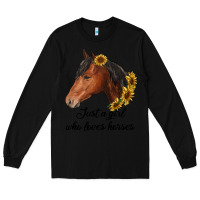 Black just a girl who loves horses Long Sleeve Tee - RanaPortraitStore