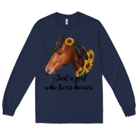 Navy just a girl who loves horses Long Sleeve Tee - RanaPortraitStore