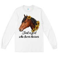 White just a girl who loves horses Long Sleeve Tee - RanaPortraitStore