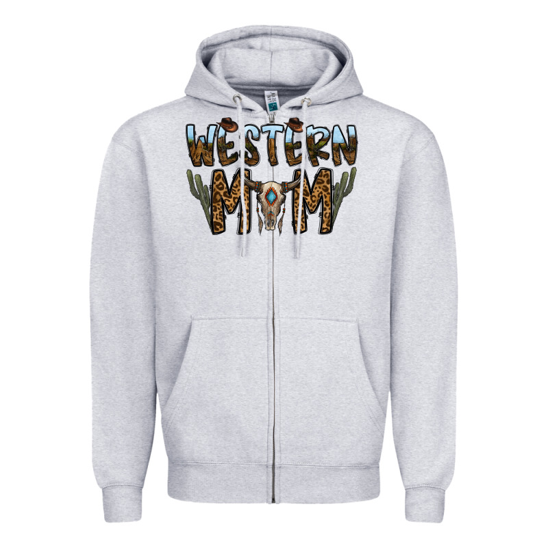 Western Mom Zipper Hoodie by CowhideDigitalArt | Teevron
