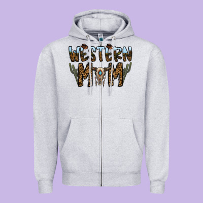 Western Mom Zipper Hoodie Designed By Cowhidedigitalart