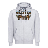 Heather Grey western mom Zipper Hoodie - CowhideDigitalArt