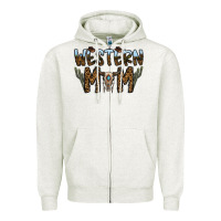 Oatmeal Heather western mom Zipper Hoodie - CowhideDigitalArt