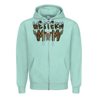 Seafoam western mom Zipper Hoodie - CowhideDigitalArt
