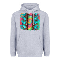 Heather Grey hippie peace sign butterfly leopard and tie dye brushstroke Heavyweight Hoodie - Artiststas